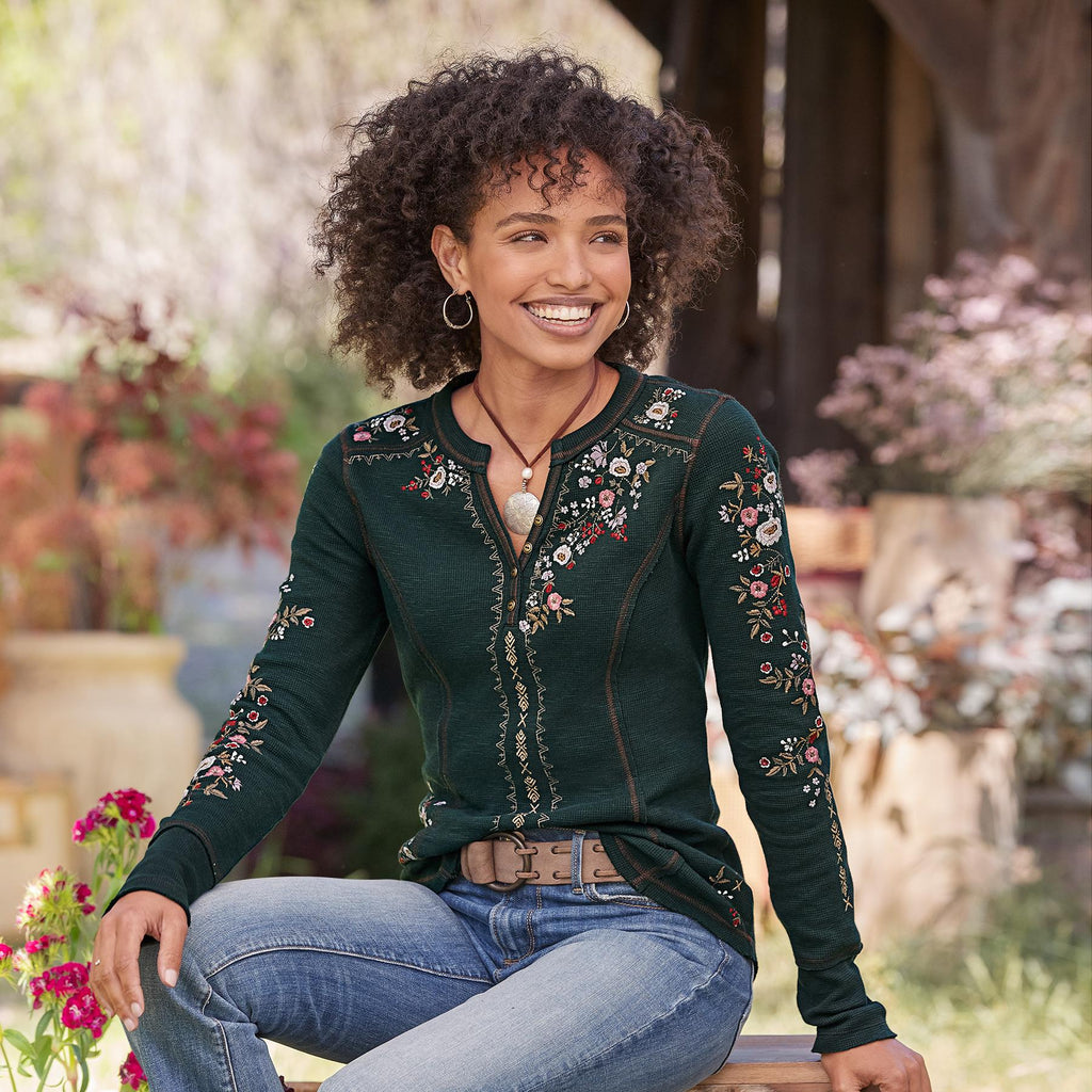 Fayette Floral Henley. Petite