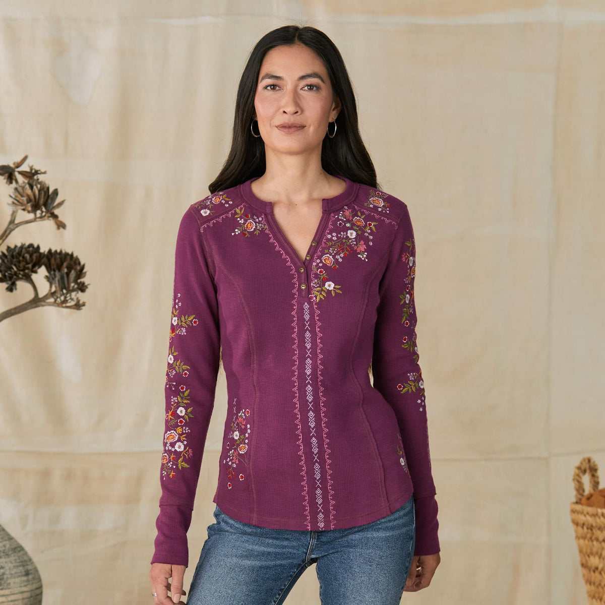 Fayette Floral Henley. Petite