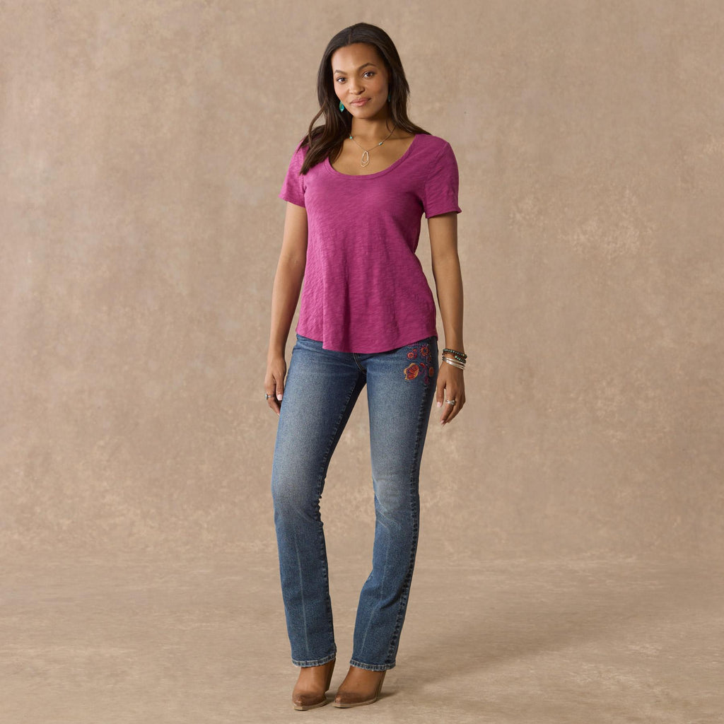 Ultimate Airy Slub Scoopneck Tee. Petite