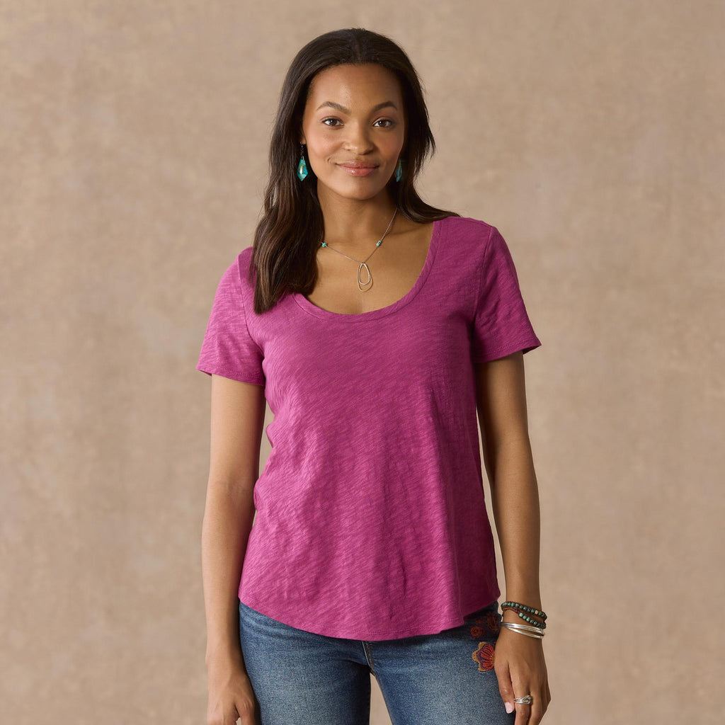 Ultimate Airy Slub Scoopneck Tee. Petite