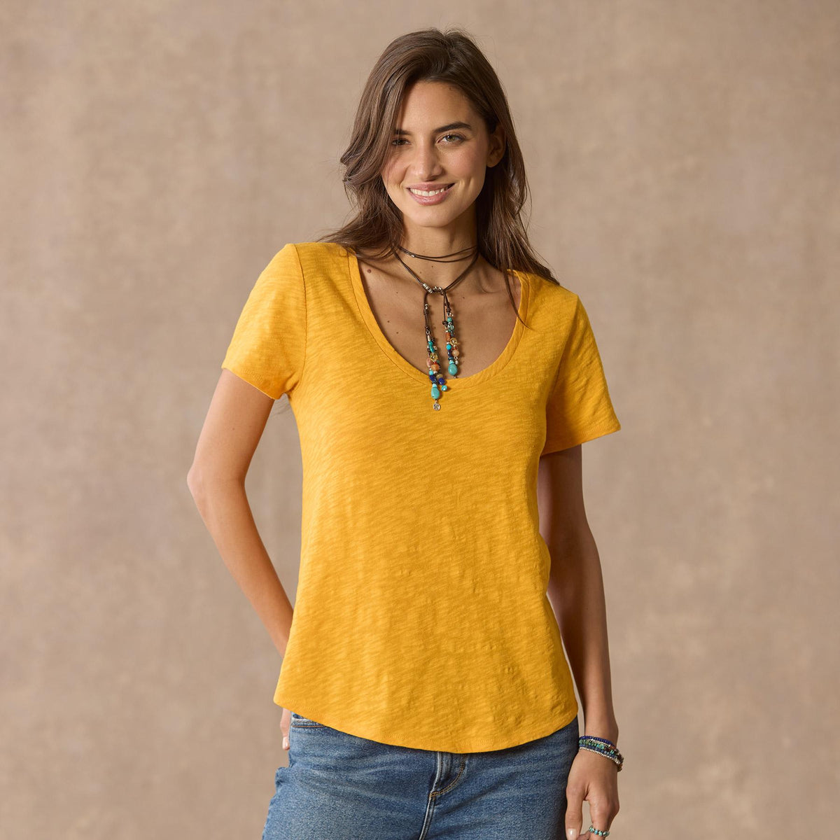 Ultimate Airy Slub Scoopneck Tee. Petite