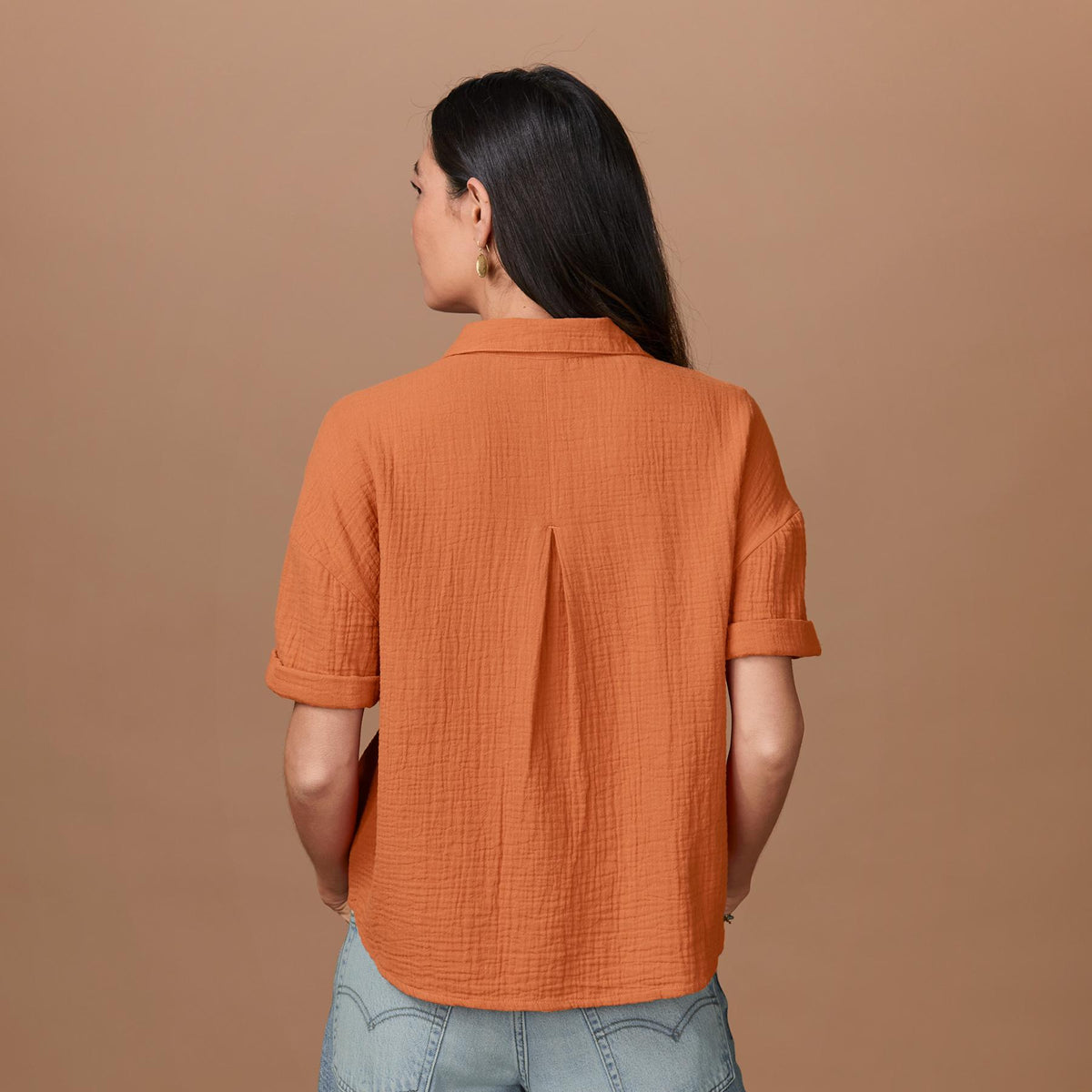 Mara Gauze Camp Shirt. Petite