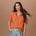 Mara Gauze Camp Shirt. Petite