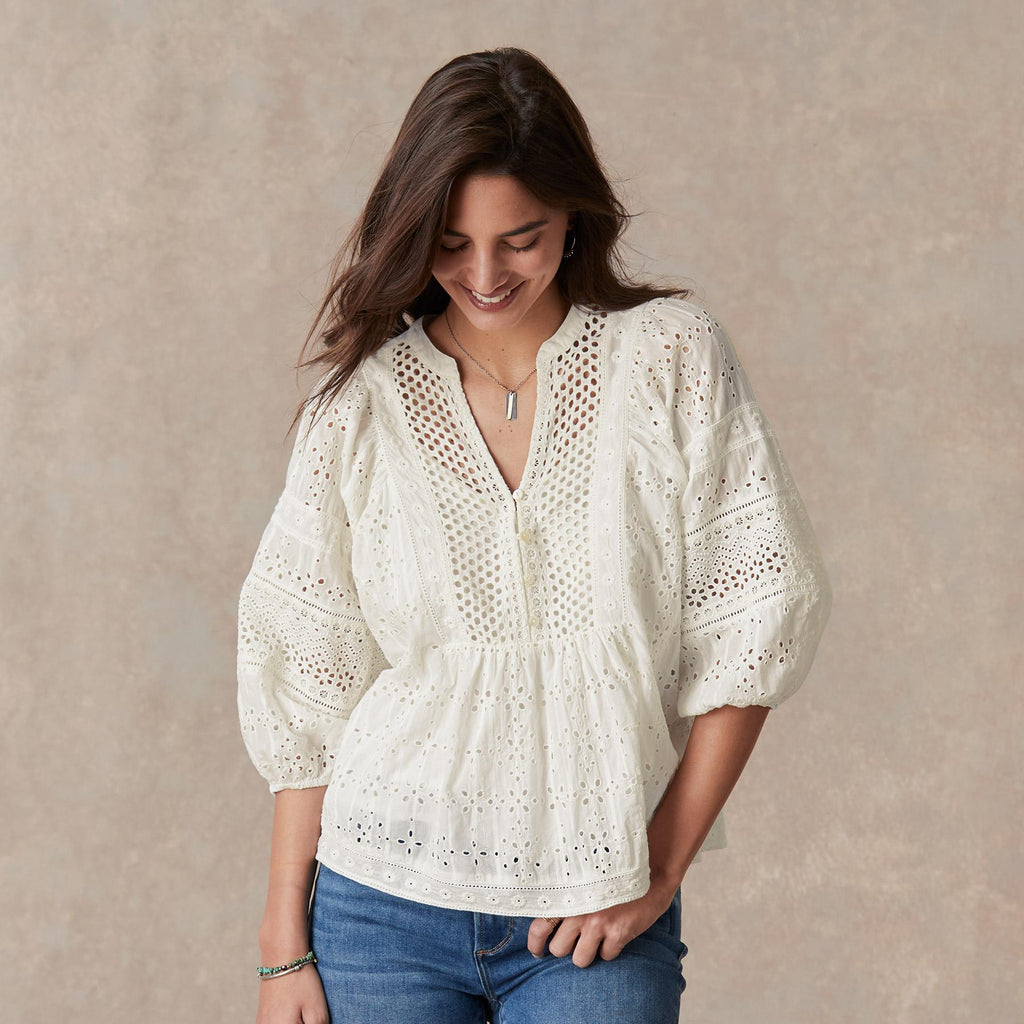 Eyelet Symphony Top. Petite