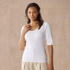 Perfect Pointelle 1/2 Sleeve Tee. Petite