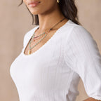 Perfect Pointelle 1/2 Sleeve Tee. Petite