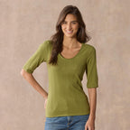 Perfect Pointelle 1/2 Sleeve Tee. Petite