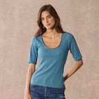 Perfect Pointelle 1/2 Sleeve Tee. Petite