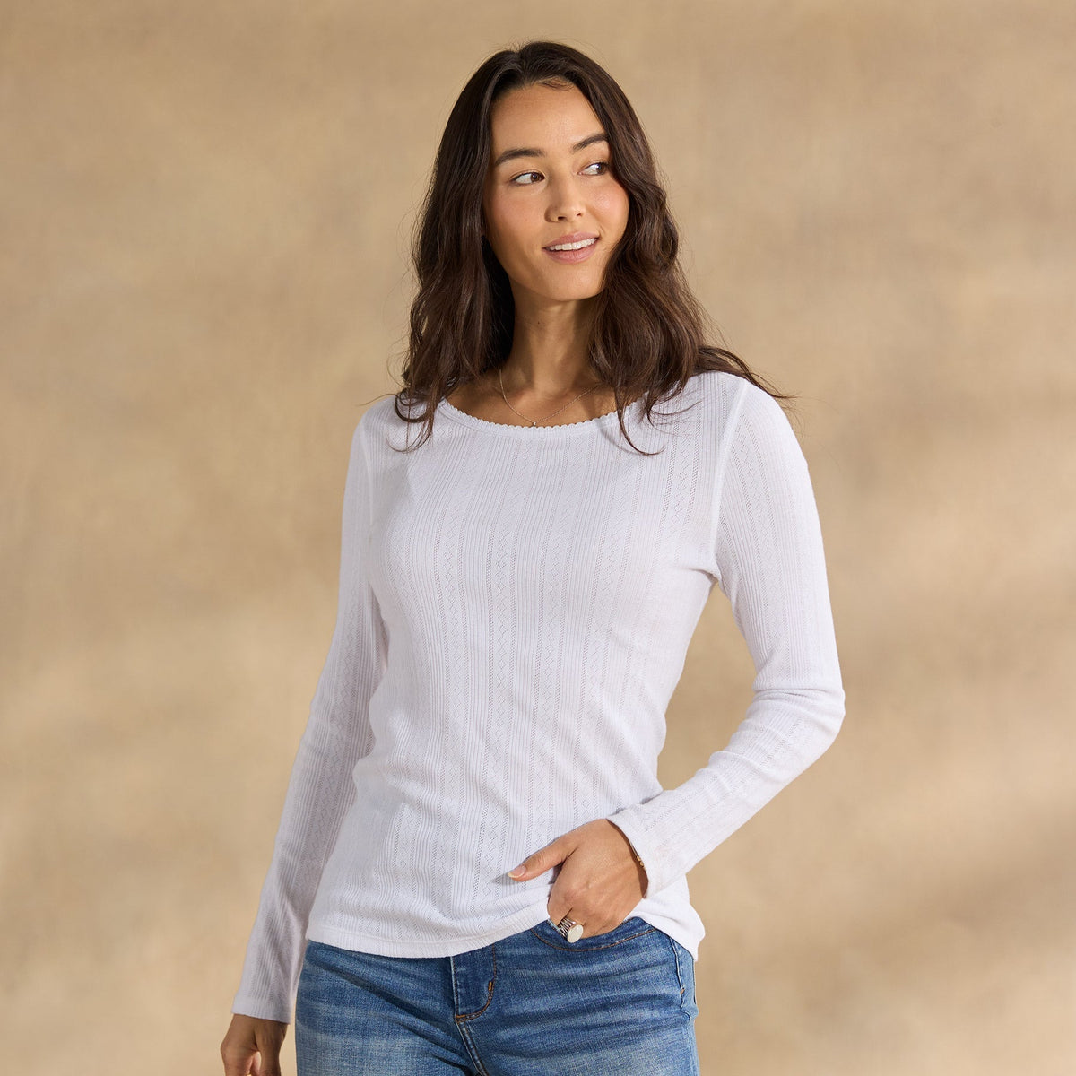 Perfect Pointelle Crewneck
