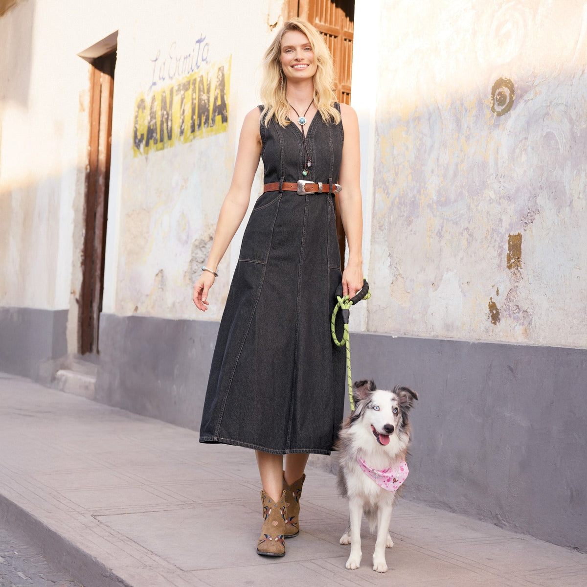 Poppy Denim Dress. Petite