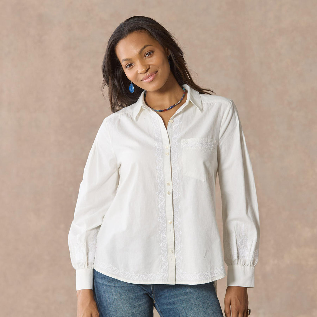 Karla Embroidered Shirt. Petite