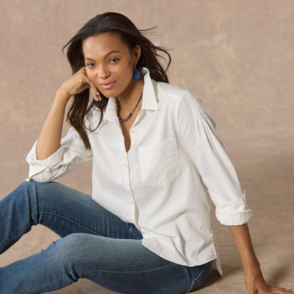 Karla Embroidered Shirt. Petite