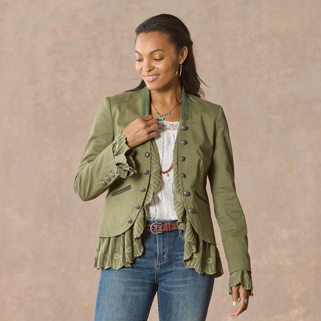 Caroline Ruffle Jacket. Petite