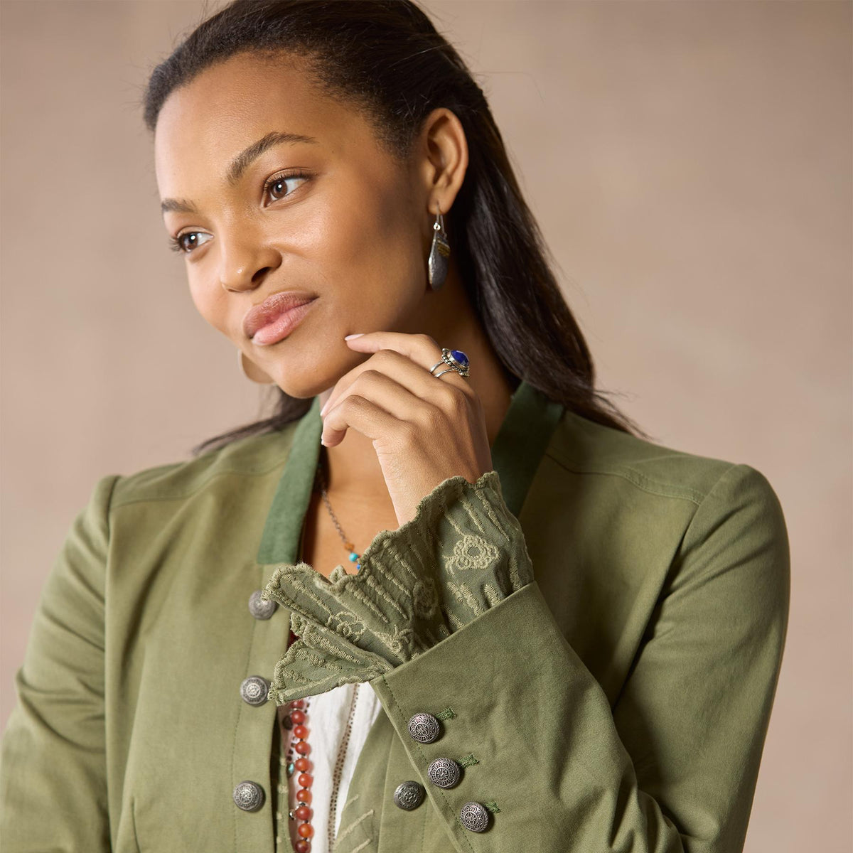 Caroline Ruffle Jacket. Petite