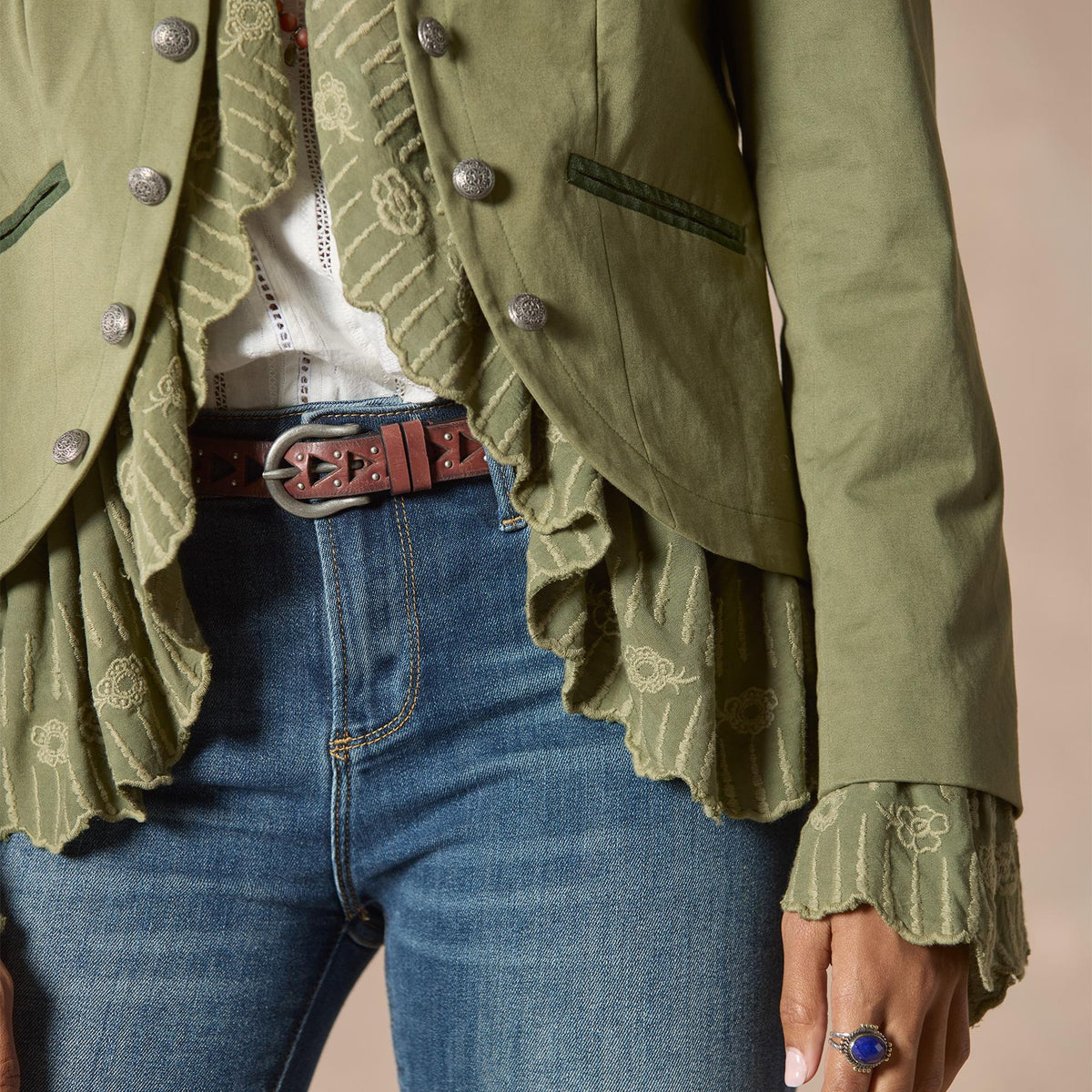 Caroline Ruffle Jacket. Petite