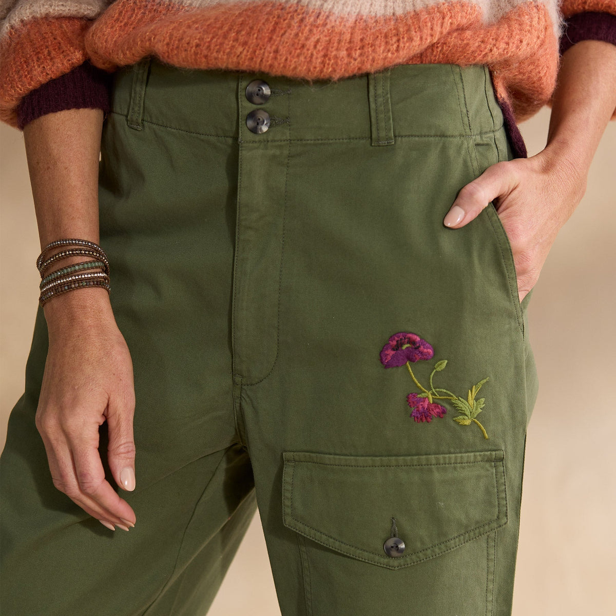 Melissa Embroidered Pants. Petite