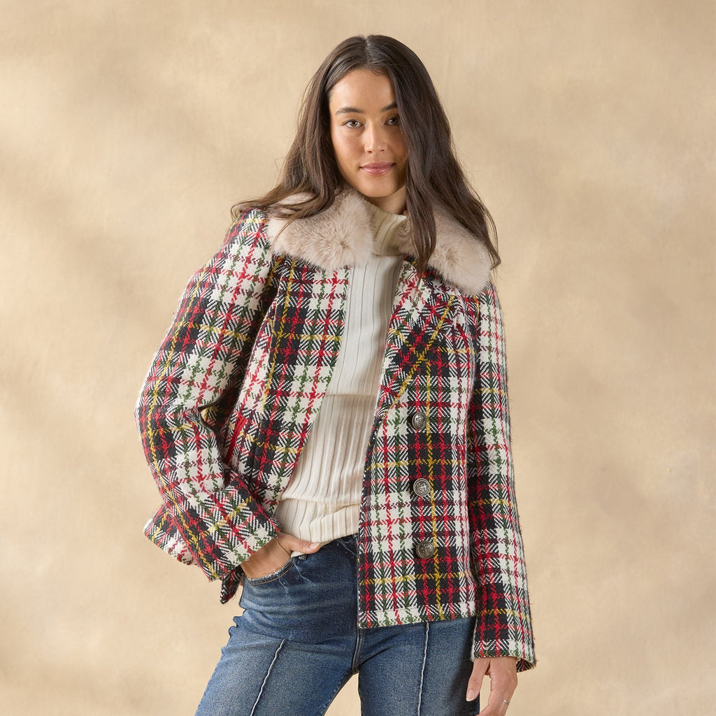 Plaid Alpenhorn Coat. Petite