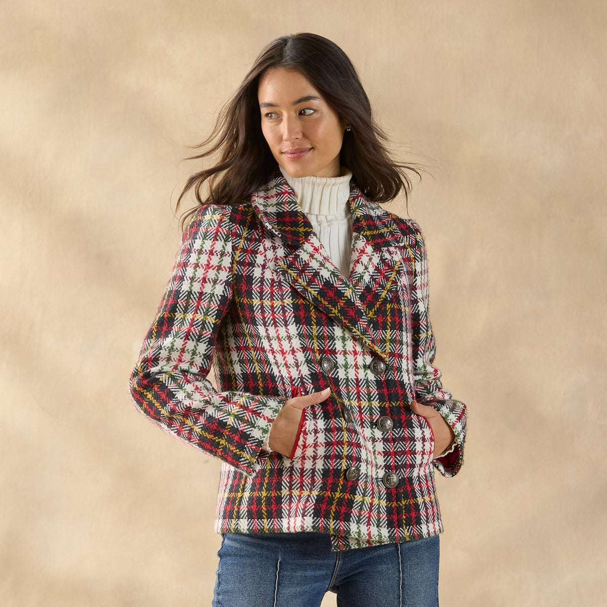 Plaid Alpenhorn Coat. Petite
