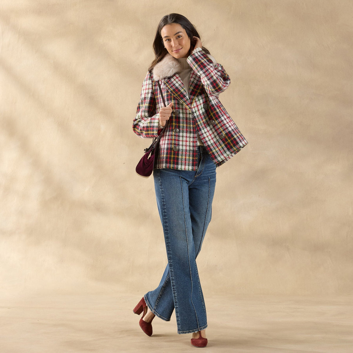 Plaid Alpenhorn Coat. Petite