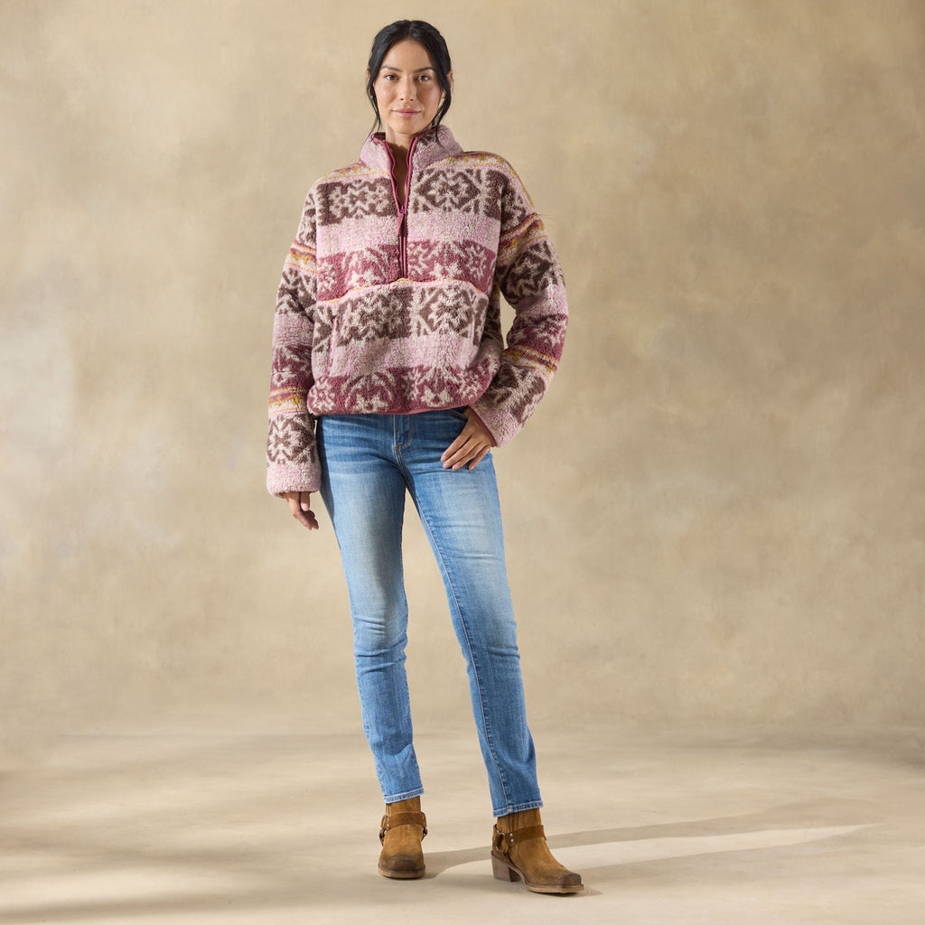Printed Heidi Sherpa Pullover. Petite