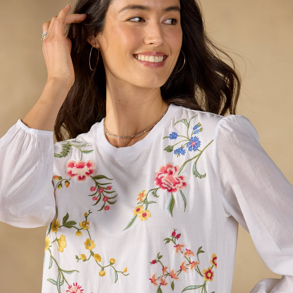 Sophia Mixed-Media Top. Petite
