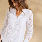Valeria Eyelet Shirt. Petite