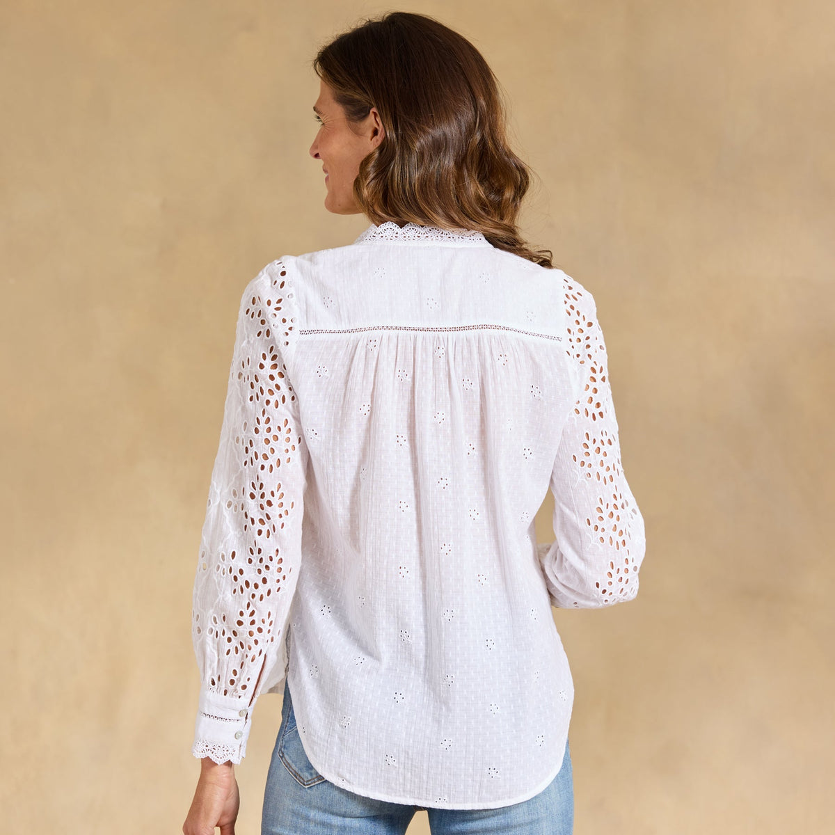 Valeria Eyelet Shirt. Petite