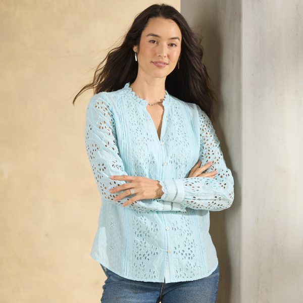 Valeria Eyelet Shirt. Petite