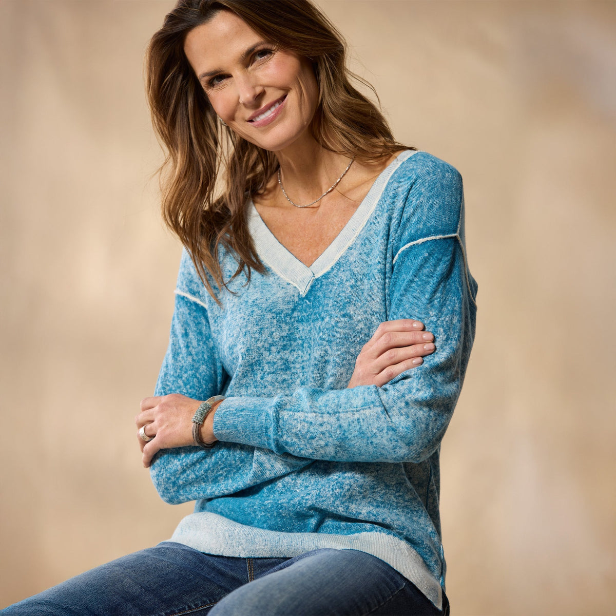 Samantha V-Neck Sweater. Petite