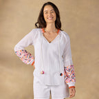 Leda Embroidered Top. Petite