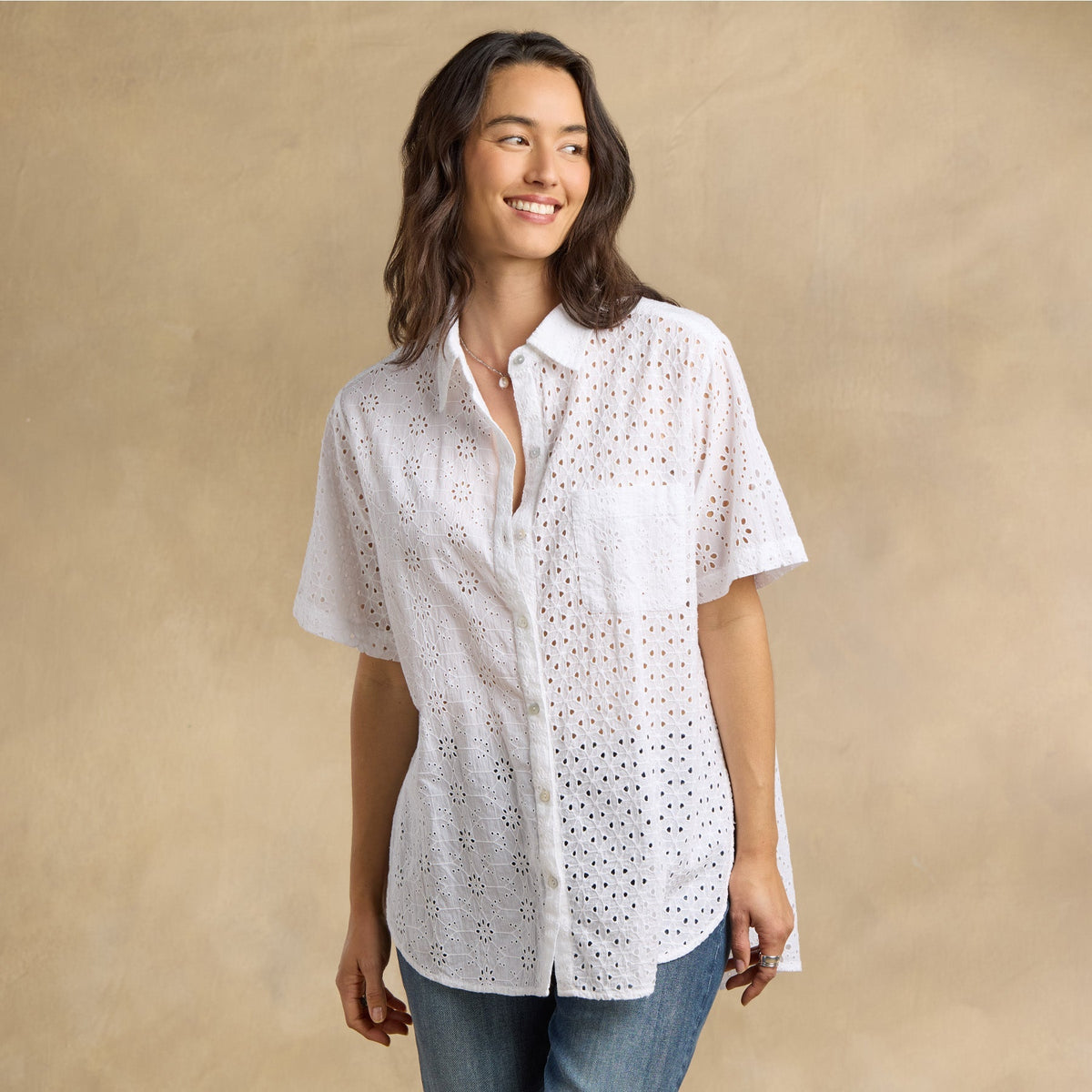 Tabitha Eyelet Shirt. Petite