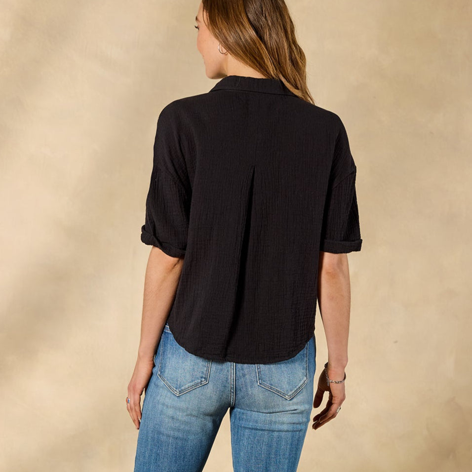Mara Gauze Camp Shirt. Petite