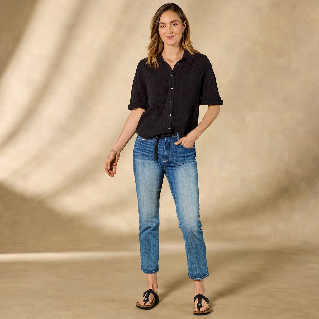 Mara Gauze Camp Shirt. Petite