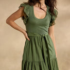 Madera Mixed-Media Dress. Petite
