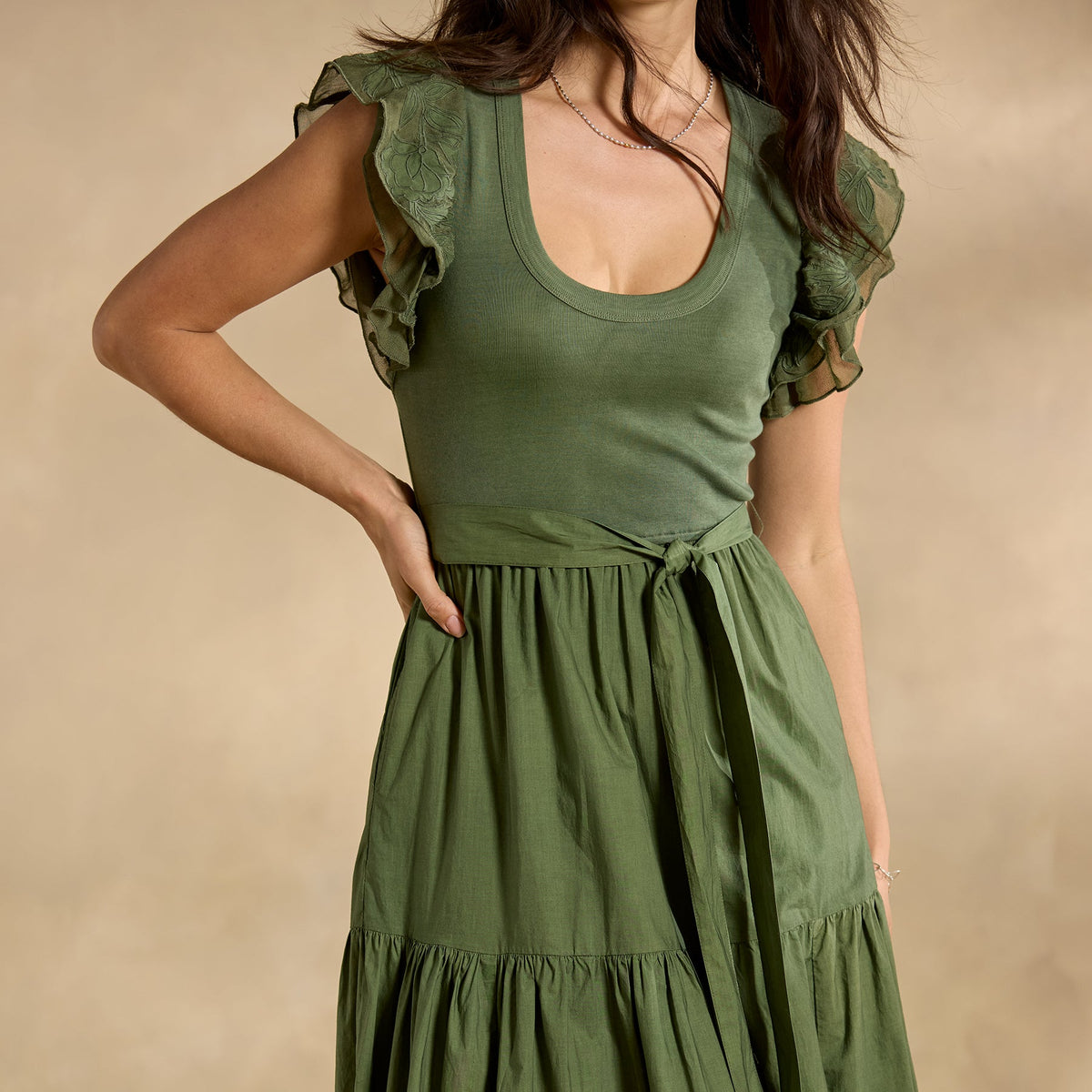 Madera Mixed-Media Dress. Petite