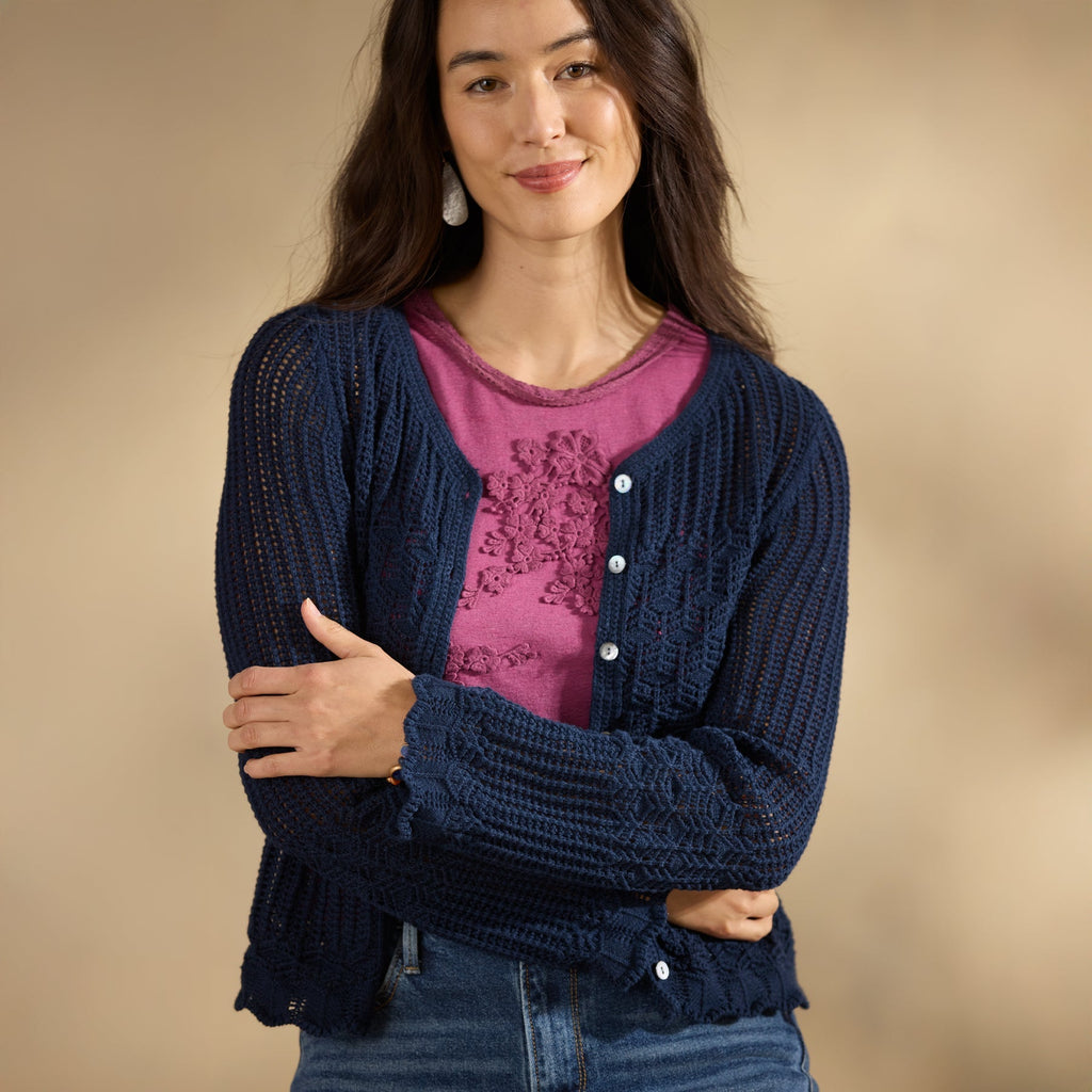 Cassatt Pointelle Cardigan. Petite