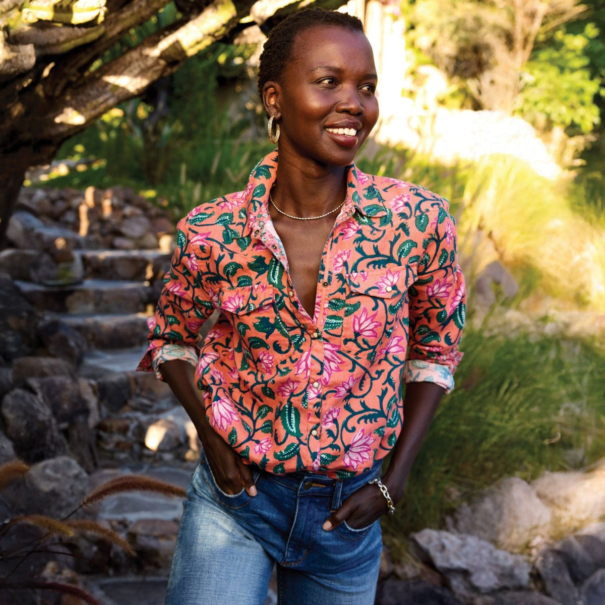 Willow Linen Floral Shirt. Petite