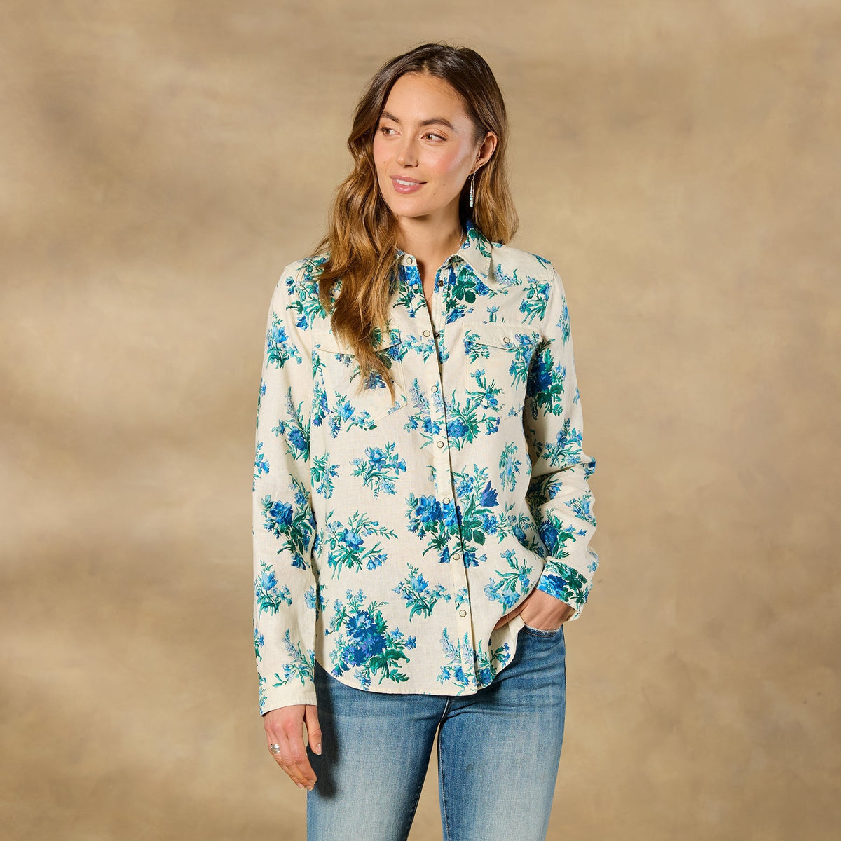 Willow Linen Floral Shirt. Petite