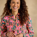 Willow Linen Floral Shirt. Petite