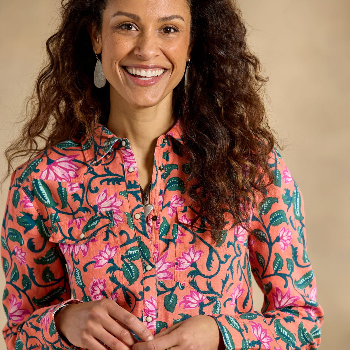 Willow Linen Floral Shirt. Petite