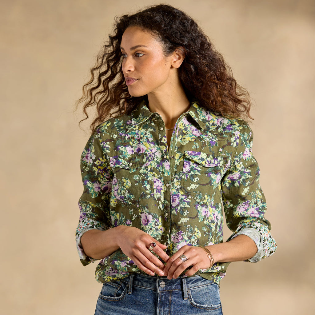 Willow Linen Floral Shirt. Petite