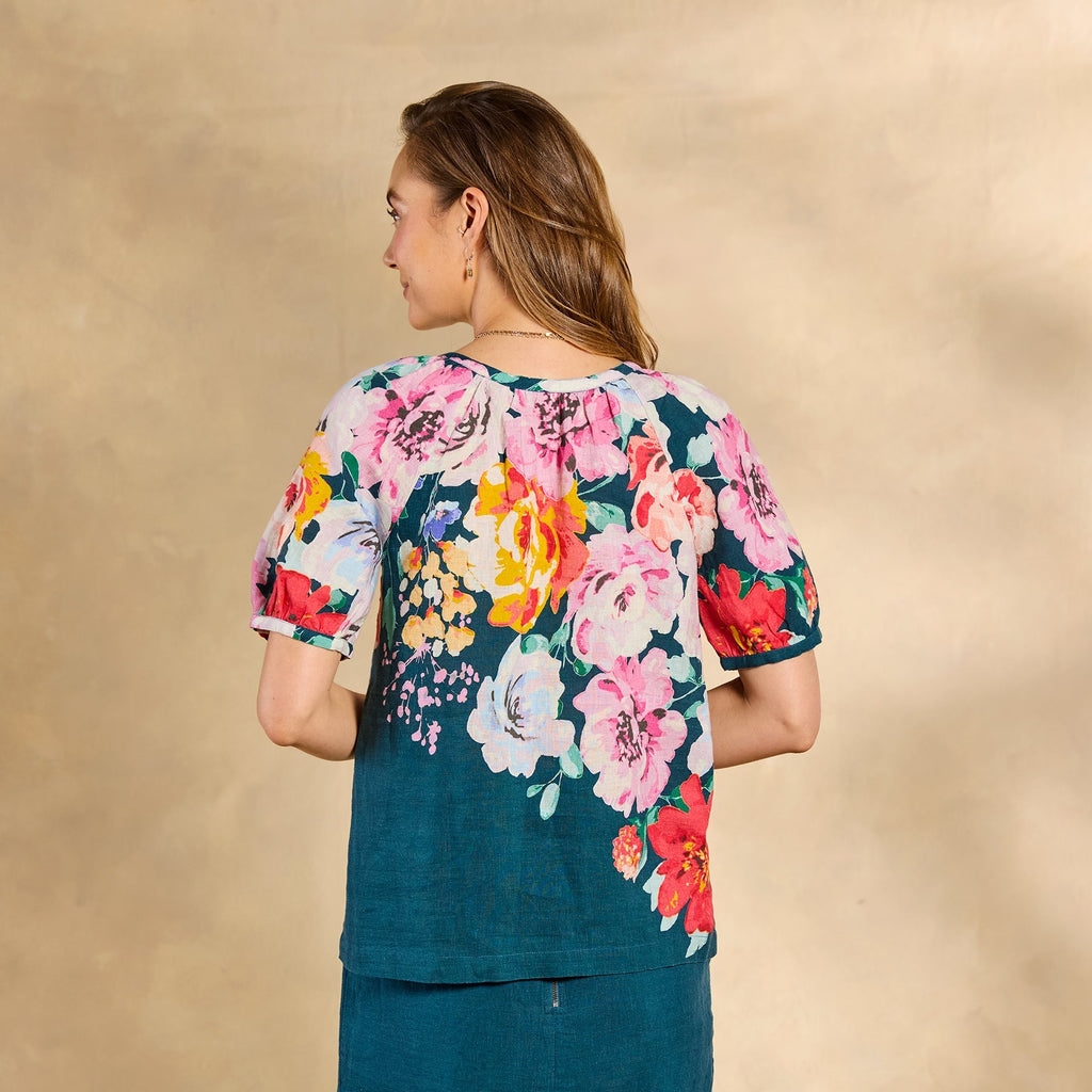 Graceful Verenia Linen Top. Petite