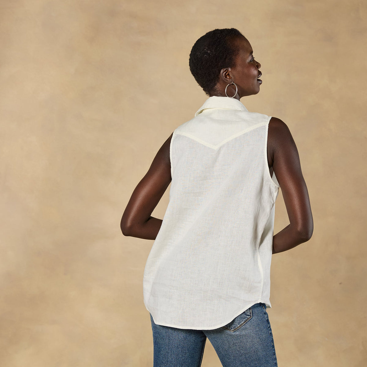 Willow Linen Sleeveless Top. Petite