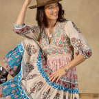 Peacock Flare Midi Dress