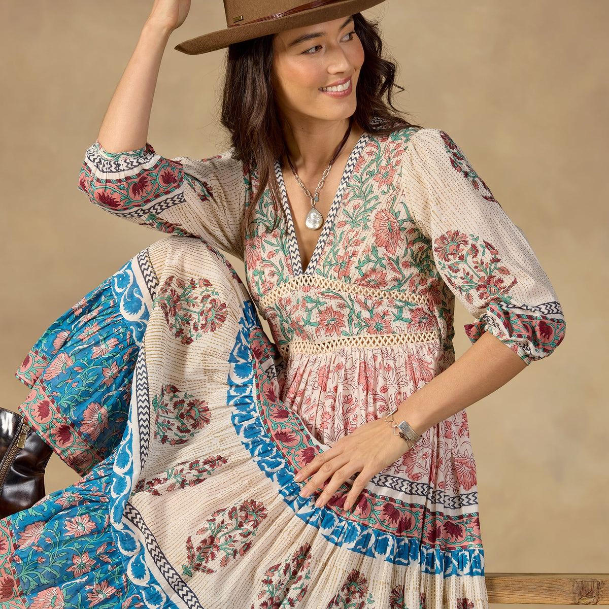 Peacock Flare Midi Dress